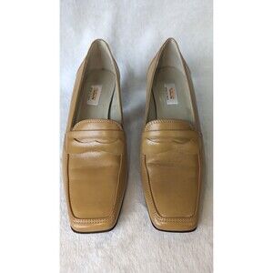 Talbots Golden Yellow Leather Classic Penny Loafers Made in Italy Size 8 M